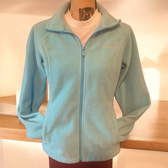 Columbia Aqua Blue Zip Front Jacket - Picture 2 of 15